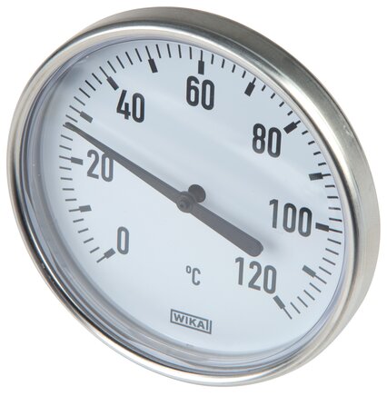 Exemplary representation: Horizontal bimetal thermometer with aluminium housing and copper thermowell